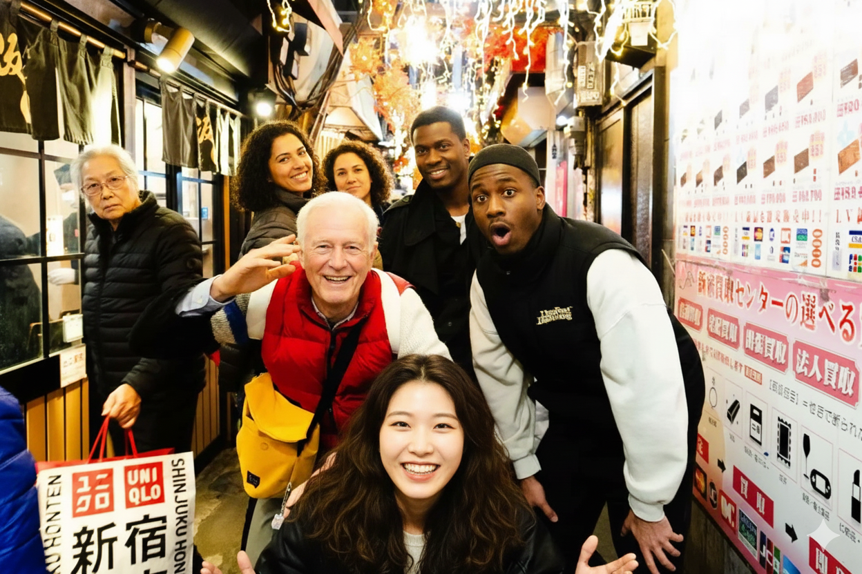 Bowl of gluten free ramen with rice noodles in a clear broth at a Tokyo ramen shop